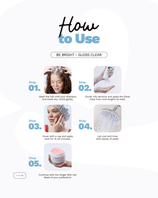 Gloss Clear Shine and color-enhancing treatment with hyaluronic acid, semi-permanent color | BE BRIGHT 3-in-1 | 5 OZ / 150 ML - Ginger Milk Natural Care