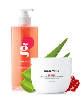 Revitalizing Shampoo and Intensive Hair Repair Mask for Damaged Hair - Ginger Milk Natural Care
