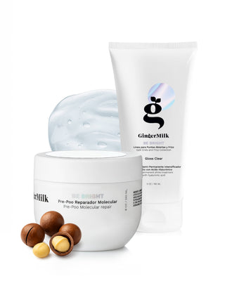 Pre-Poo and Gloss Clear / For Repairing, Adding Shine, Enhancing Color, Frizz Control, and Healthy Ends - Ginger Milk Natural Care