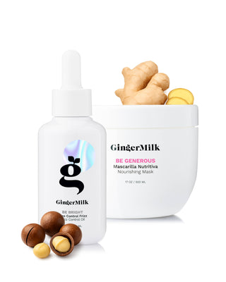 Nutritive Hair Mask and Frizz Control Oil | Hydrates, nourishes, and seals split ends - Ginger Milk Natural Care