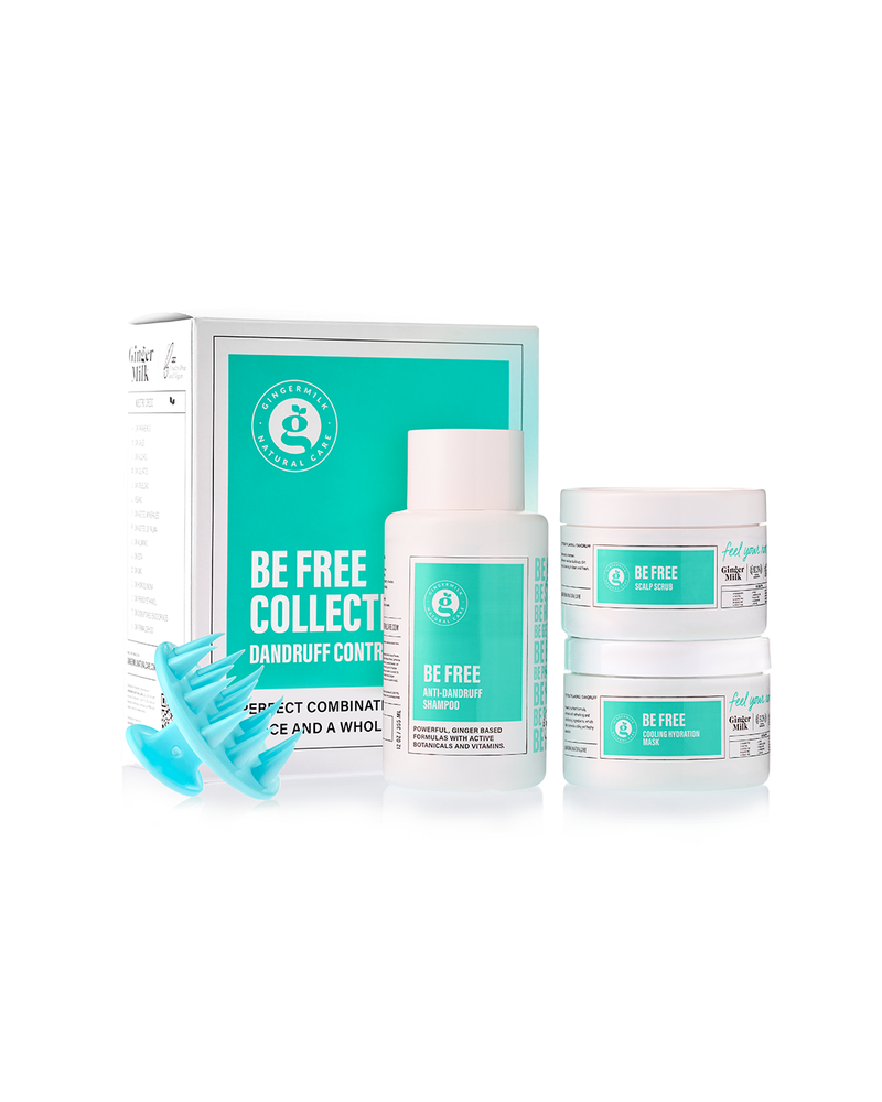 Be Free Collection - Anti-Dandruff Shampoo + Mask + Scalp Scrub + Massage Brush - Ginger Milk Natural Care