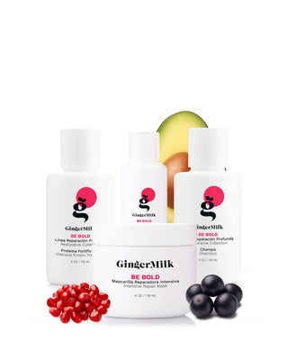 Travel Set BE BOLD | for Dry and Chemically Processed Hair | Includes Travel Bag - Ginger Milk Natural Care