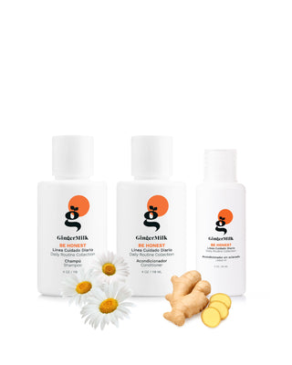 Travel Set BE HONEST | for Normal to Oily Scalp and Hair | Includes Travel Bag - Ginger Milk Natural Care