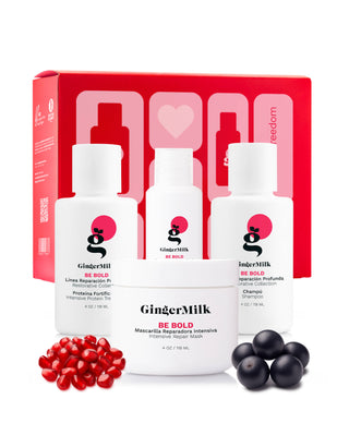Travel Set BE BOLD | for Dry and Chemically Processed Hair | Includes Travel Bag - Ginger Milk Natural Care