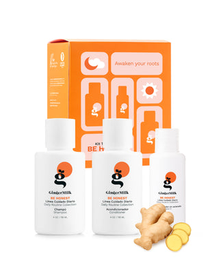Travel Set BE HONEST | for Normal to Oily Scalp and Hair | Includes Travel Bag - Ginger Milk Natural Care