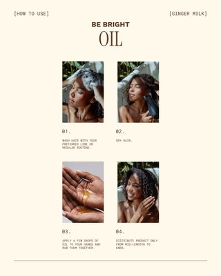 Hair Oil Frizz Control | For Porous Ends | BE BRIGHT | 4 OZ / 120 ML - Ginger Milk Natural Care
