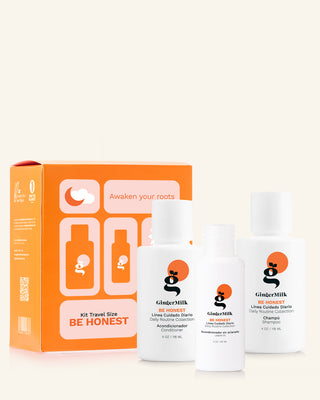 Travel Set BE HONEST | for Normal to Oily Scalp and Hair | Includes Travel Bag - Ginger Milk Natural Care